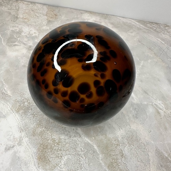 MURANO STYLE BLACK AND AMBER GLASS VANITY PERFUME BOTTLE+STOPPER LEOPARD - Picture 9 of 12